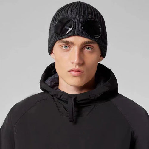 Unisex Goggle Knitted Beanie Hat