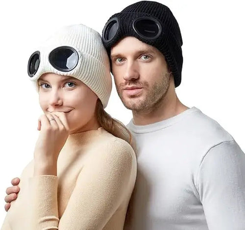 Unisex Goggle Knitted Beanie Hat
