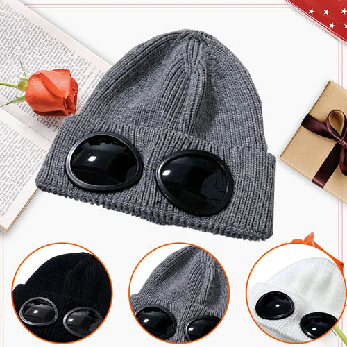 Unisex Goggle Knitted Beanie Hat