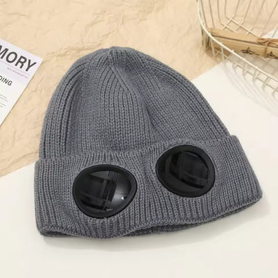 Unisex Goggle Knitted Beanie Hat