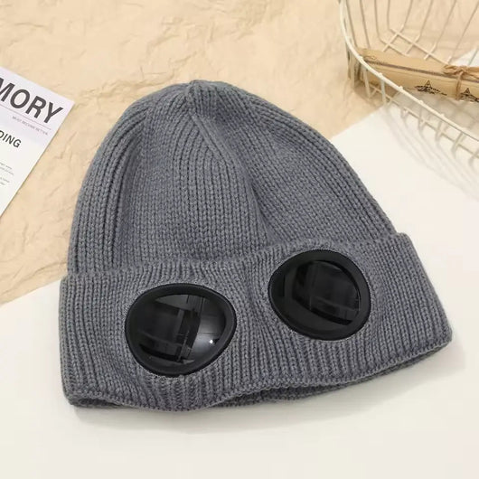 Unisex Goggle Knitted Beanie Hat