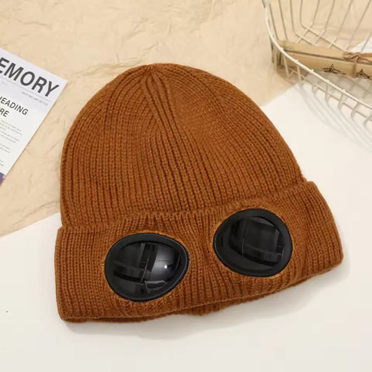 Unisex Goggle Knitted Beanie Hat