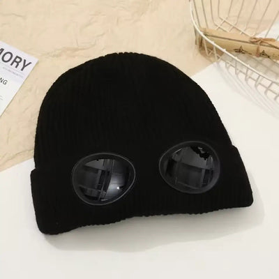 Unisex Goggle Knitted Beanie Hat