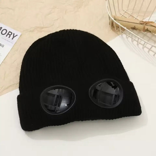 Unisex Goggle Knitted Beanie Hat